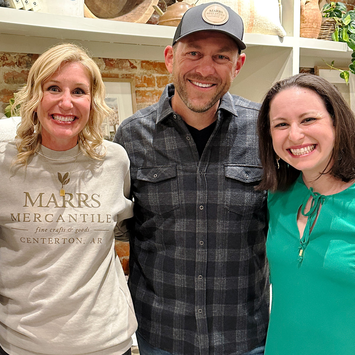 Jenny Marrs, Dave Marrs, and co-founder Steph at the Marrs Mercantile grand opening.