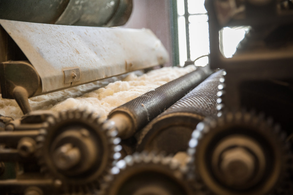 The wool used to make our Comfort Temp duvet being prepped.